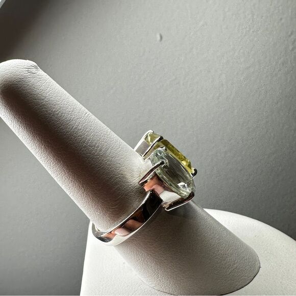 NWOT Stunning Green Quartz/Lemon Quartz ring in Sterling Silver! - Picture 8 of 9